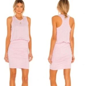 Sundry Ruched Tank Dress- in Blush